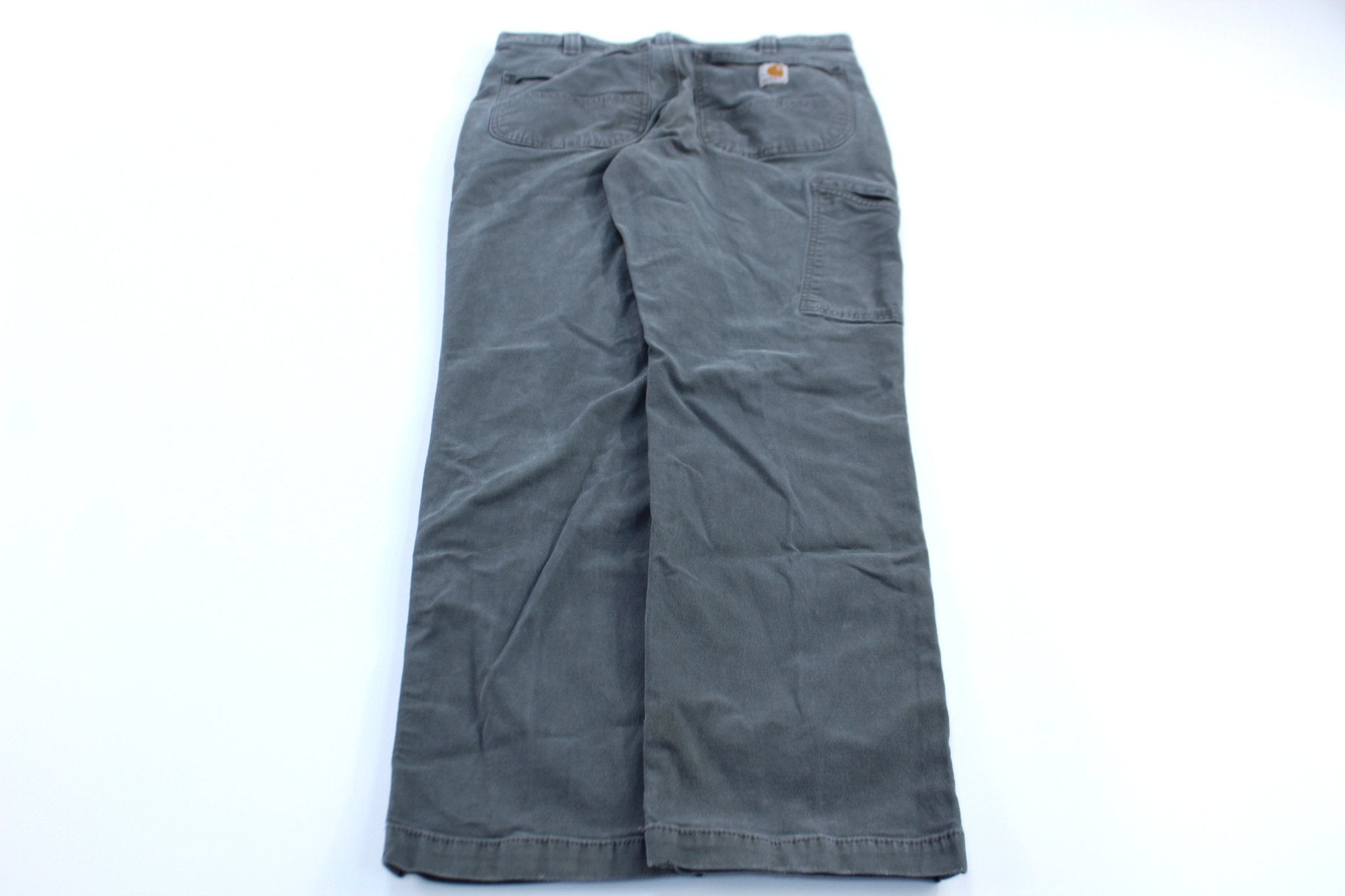 Carhartt Logo Patch Grey Relaxed Fit Pants - ThriftedThreads.com