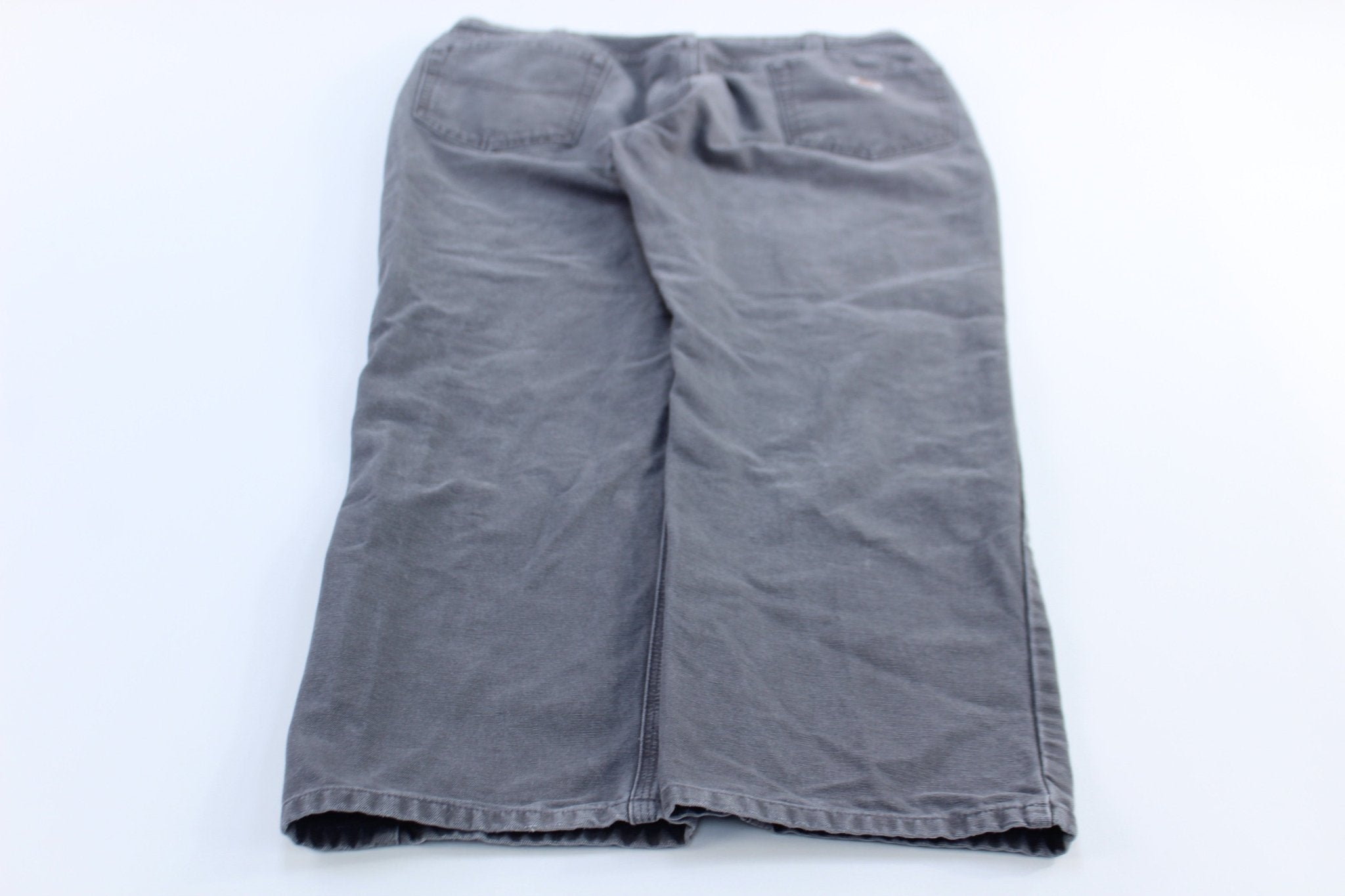 Carhartt Logo Patch Grey Relaxed Fit Pants - ThriftedThreads.com