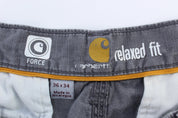 Carhartt Logo Patch Grey Relaxed Fit Pants - ThriftedThreads.com