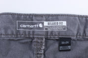 Carhartt Logo Patch Grey Relaxed Fit Pants - ThriftedThreads.com