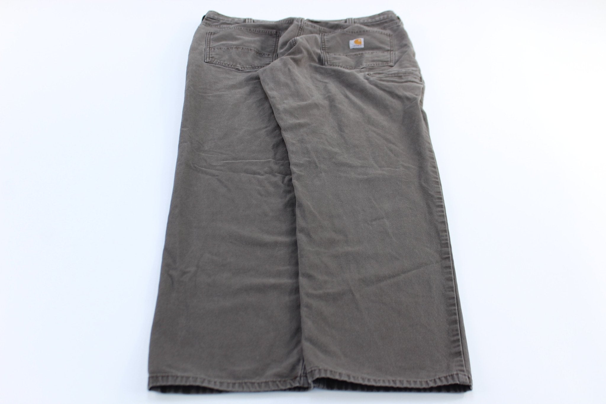 Carhartt Logo Patch Grey Relaxed Fit Pants - ThriftedThreads.com