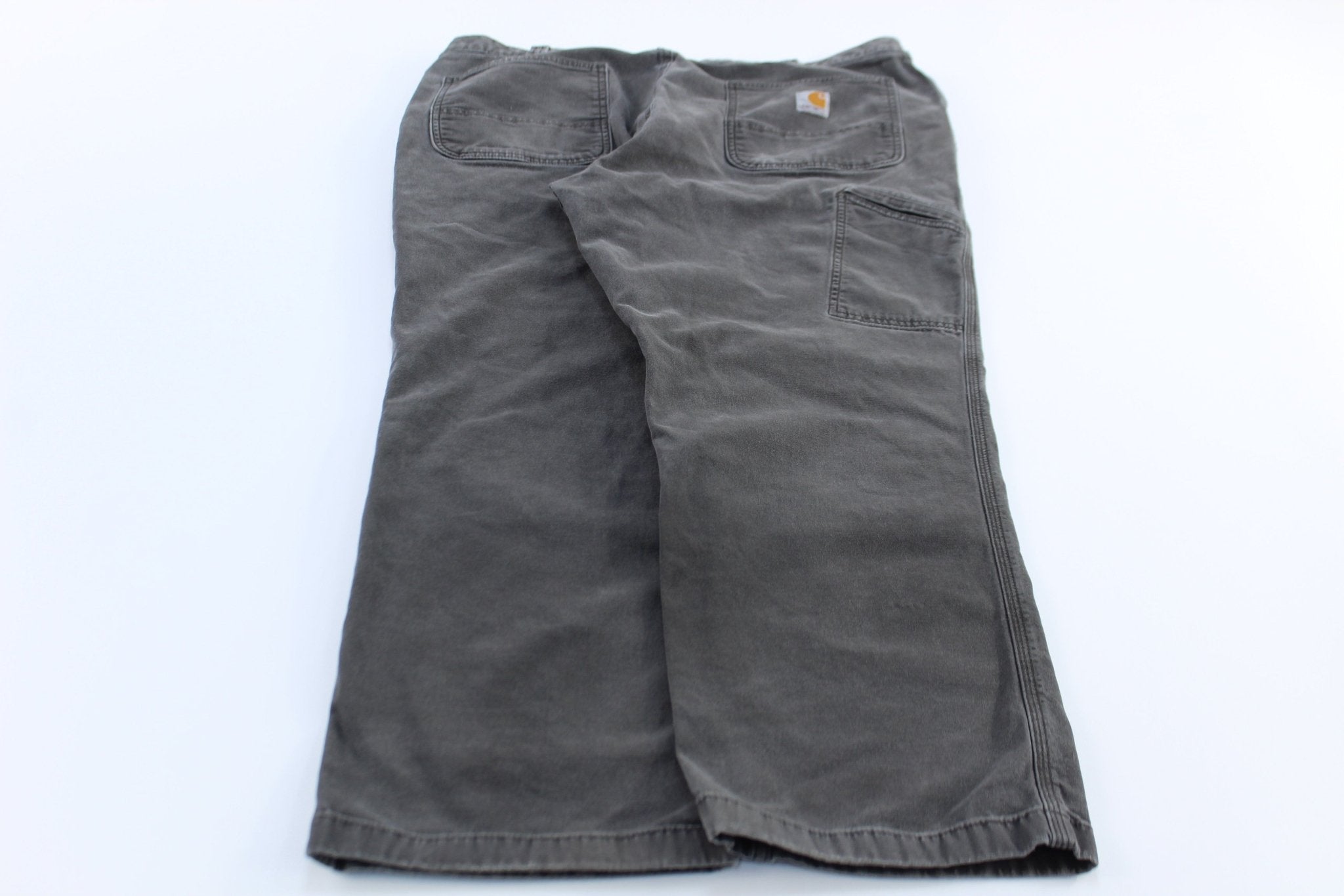 Carhartt Logo Patch Grey Relaxed Fit Pants - ThriftedThreads.com