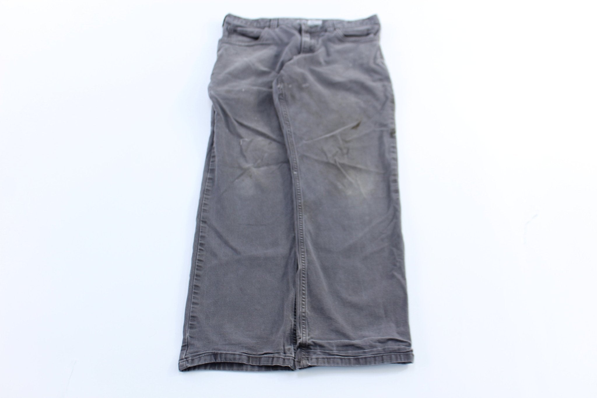 Carhartt Logo Patch Grey Relaxed Fit Pants - ThriftedThreads.com
