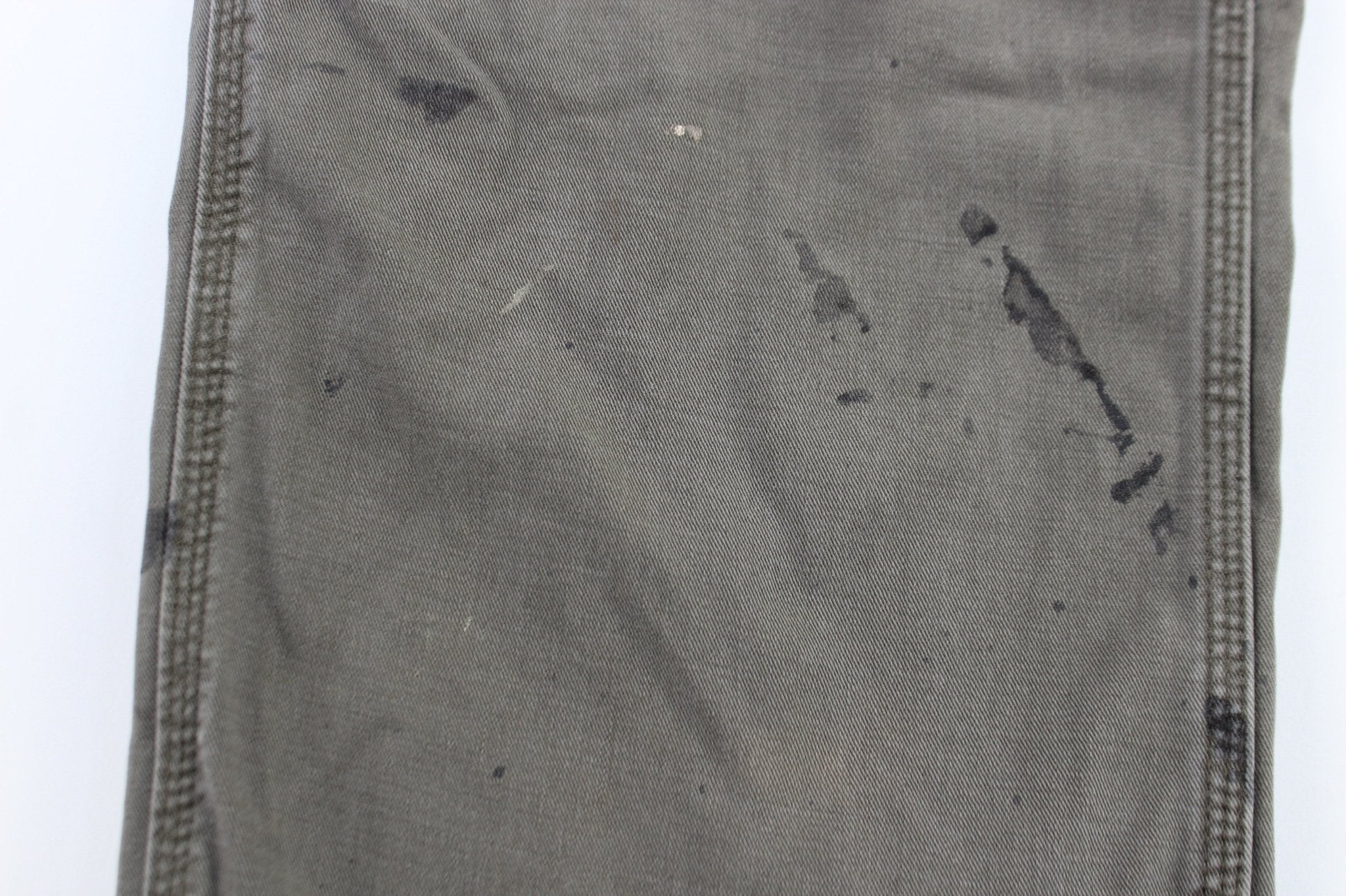 Carhartt Logo Patch Grey Relaxed Fit Pants - ThriftedThreads.com