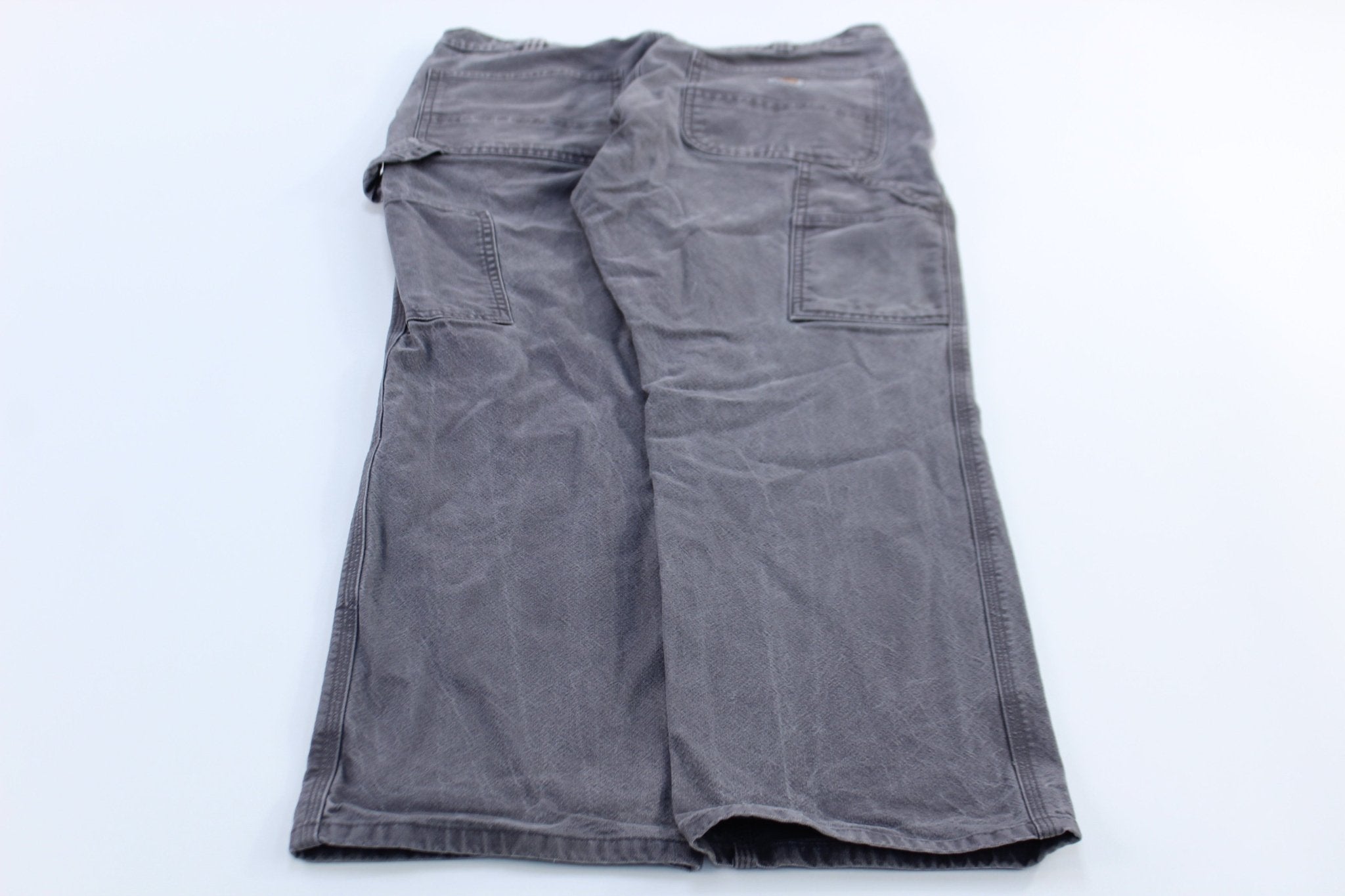 Carhartt Logo Patch Grey Relaxed Fit Pants - ThriftedThreads.com