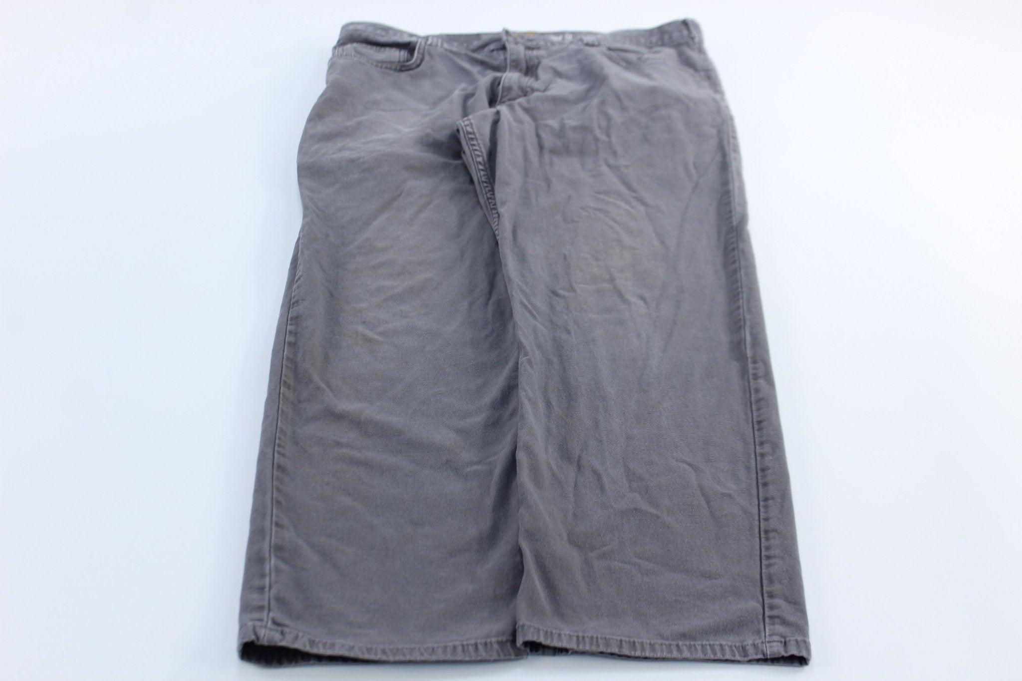 Carhartt Logo Patch Grey Relaxed Fit Pants - ThriftedThreads.com