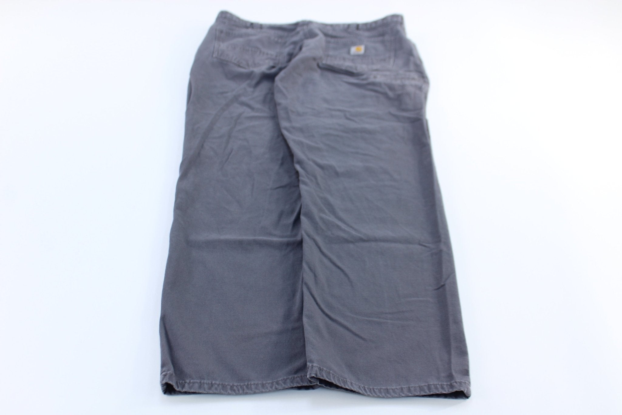 Carhartt Logo Patch Grey Relaxed Fit Pants - ThriftedThreads.com