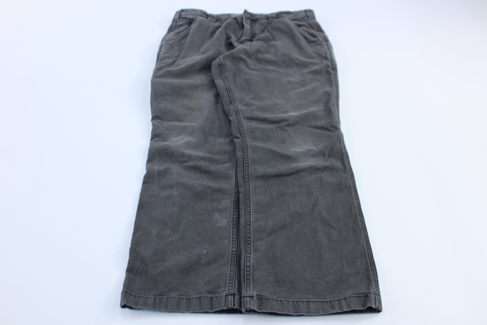 Carhartt Logo Patch Grey Relaxed Fit Pants - ThriftedThreads.com