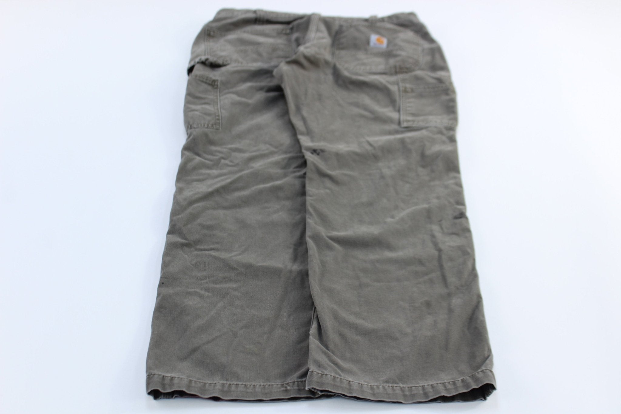 Carhartt Logo Patch Grey Relaxed Fit Pants - ThriftedThreads.com