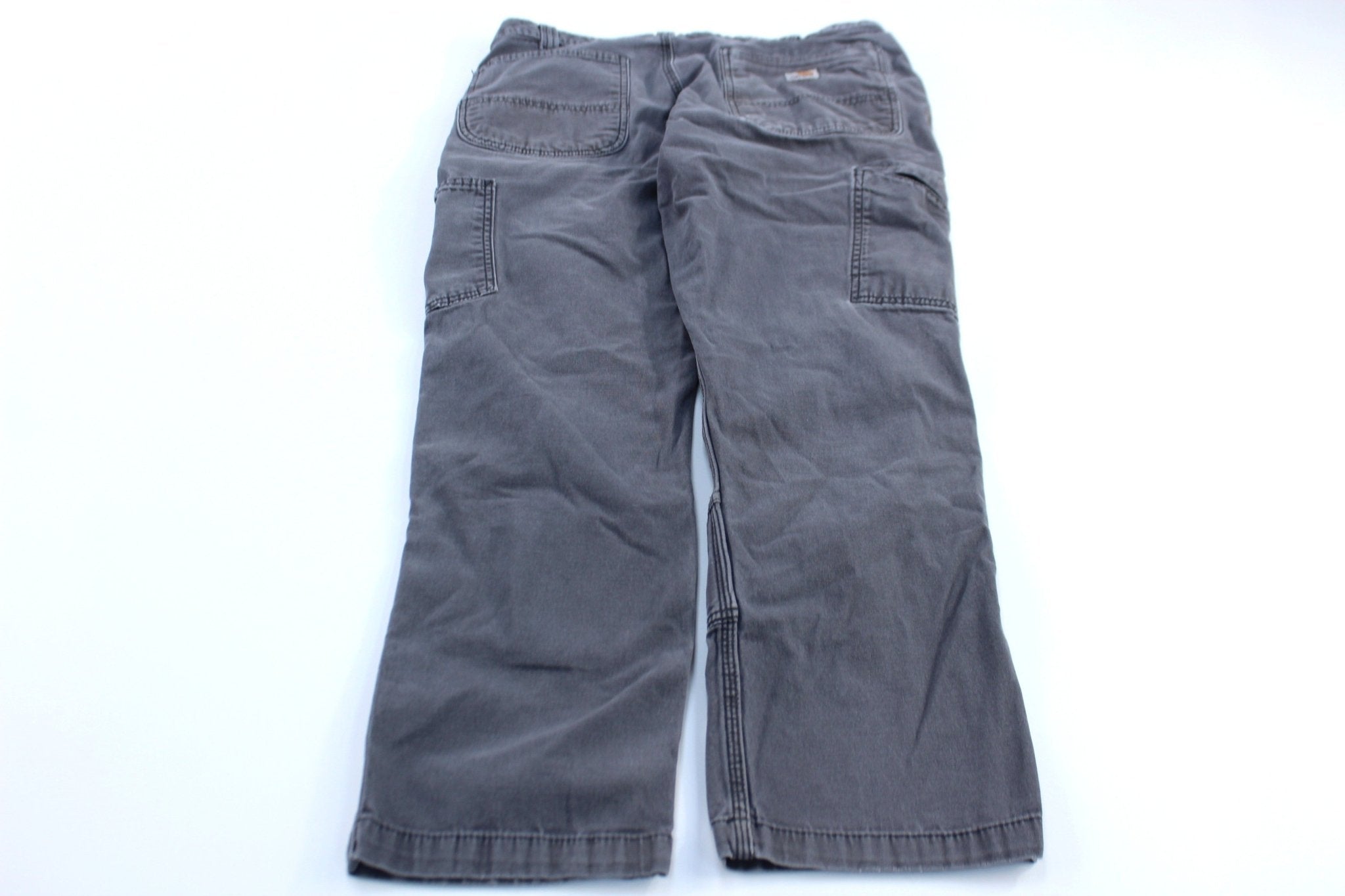Carhartt Logo Patch Grey Relaxed Fit Pants - ThriftedThreads.com