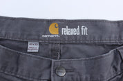 Carhartt Logo Patch Grey Relaxed Fit Pants - ThriftedThreads.com