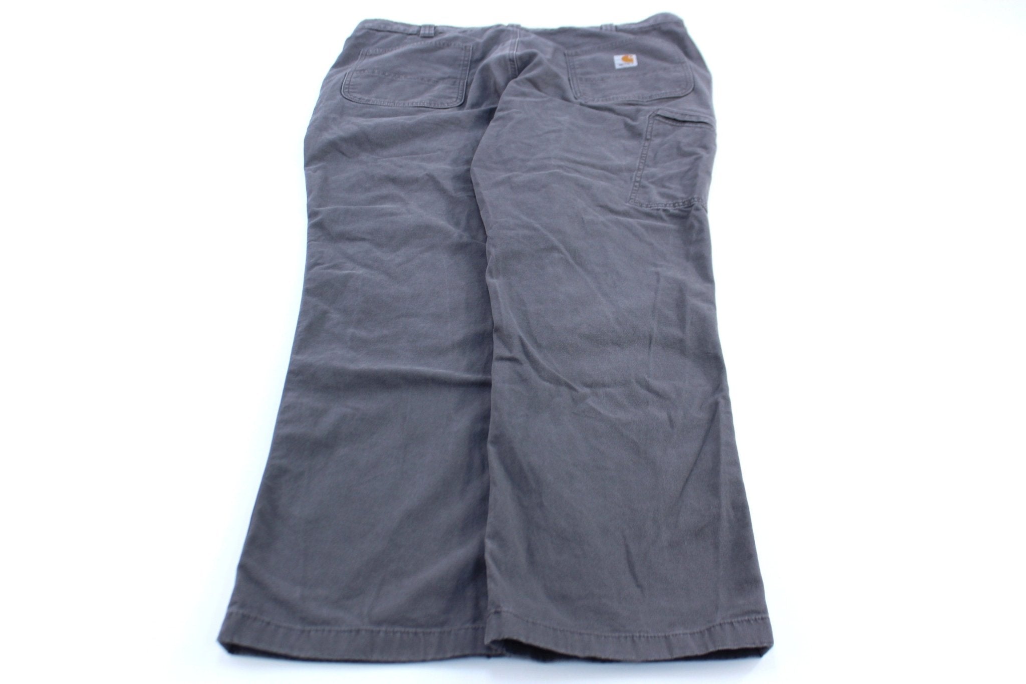 Carhartt Logo Patch Grey Relaxed Fit Pants - ThriftedThreads.com
