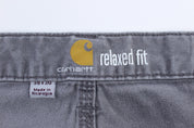 Carhartt Logo Patch Grey Relaxed Fit Pants - ThriftedThreads.com