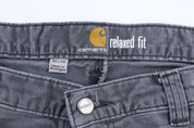 Carhartt Logo Patch Grey Relaxed Fit Pants - ThriftedThreads.com