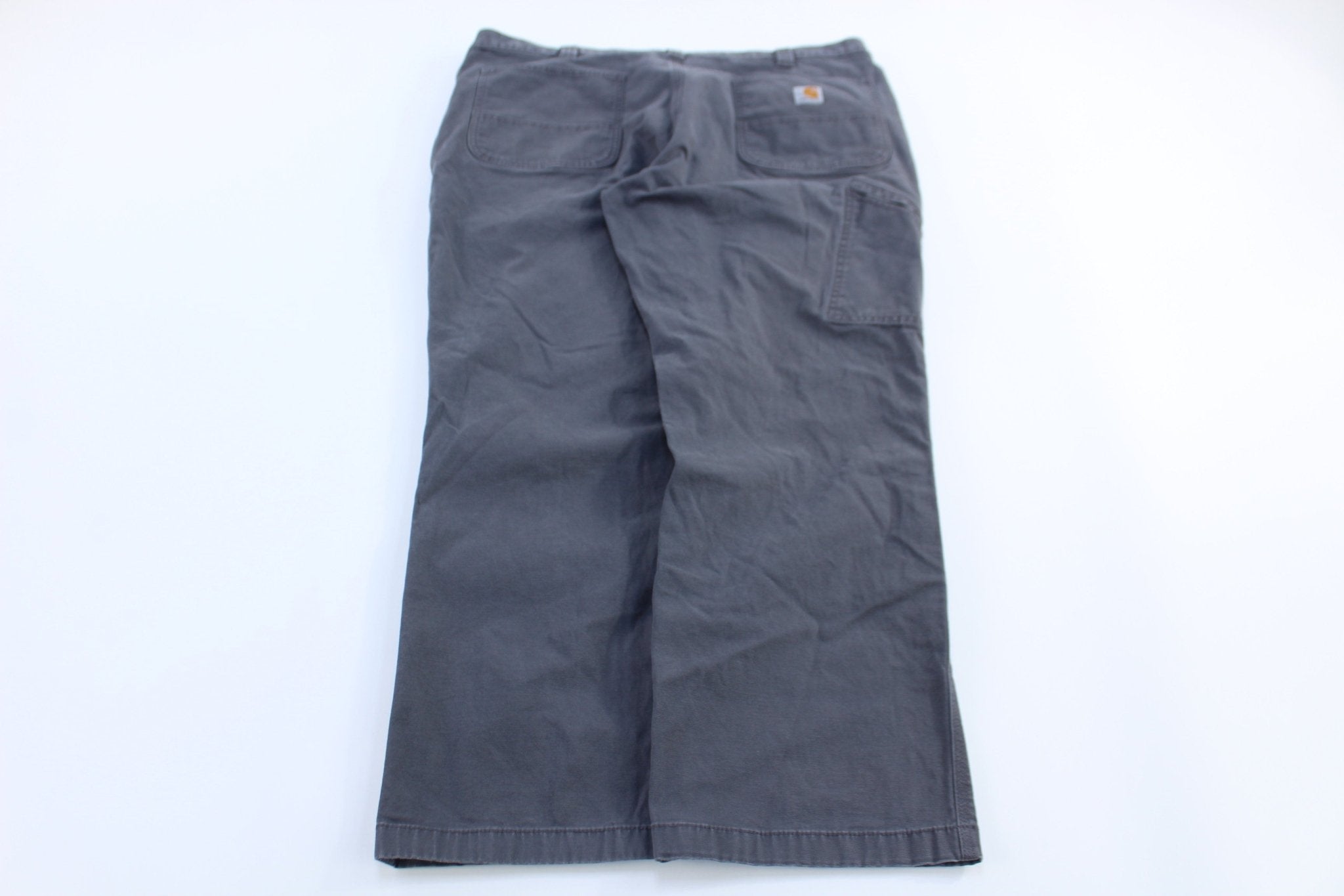 Carhartt Logo Patch Grey Relaxed Fit Pants - ThriftedThreads.com