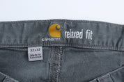 Carhartt Logo Patch Grey Relaxed Fit Pants - ThriftedThreads.com