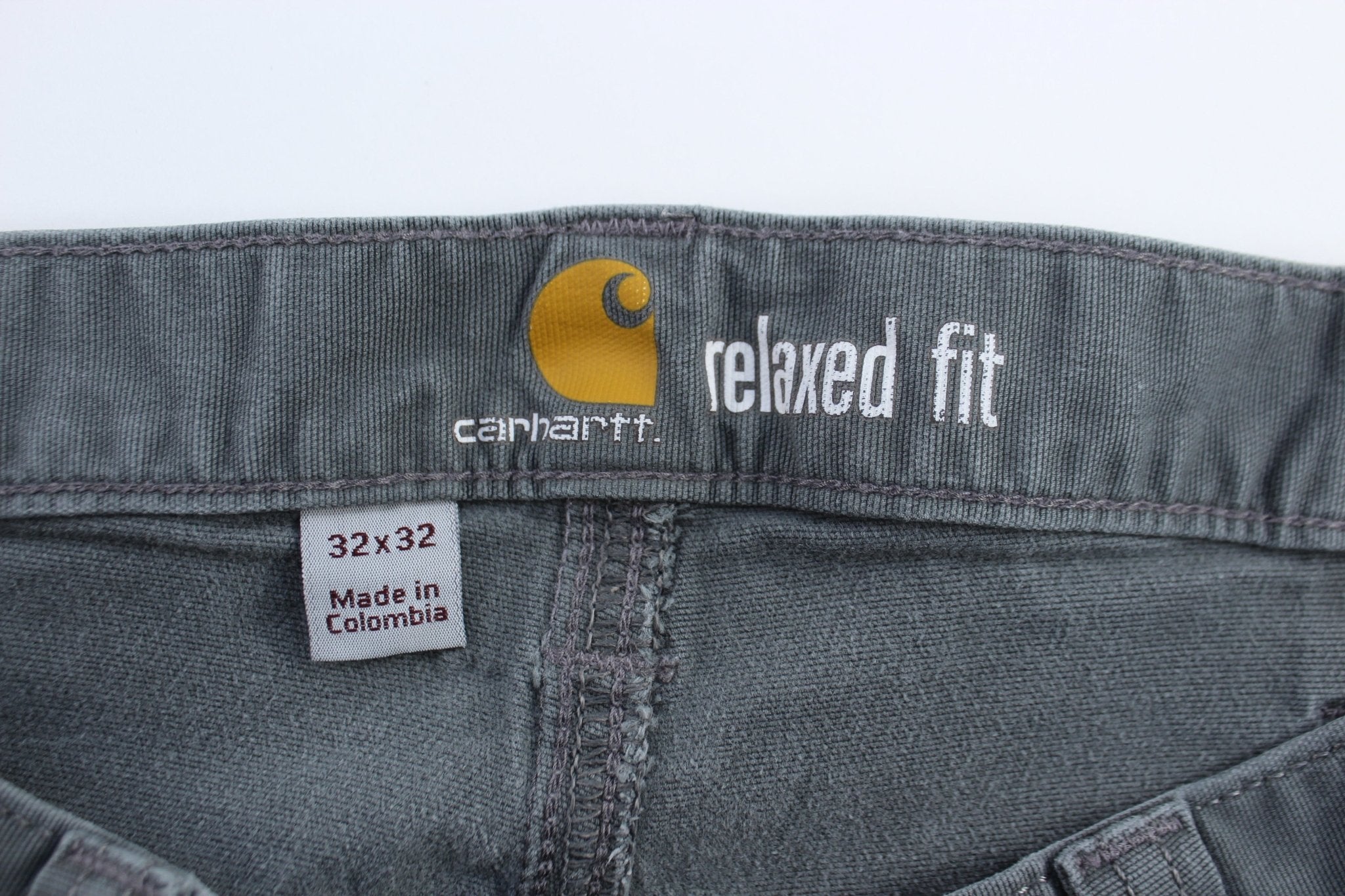 Carhartt Logo Patch Grey Relaxed Fit Pants - ThriftedThreads.com