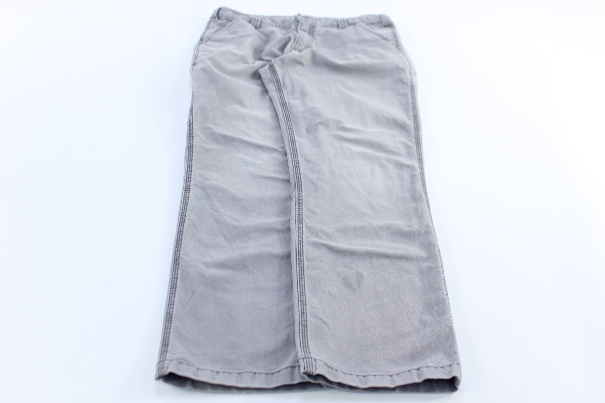 Carhartt Logo Patch Grey Relaxed Fit Pants - ThriftedThreads.com
