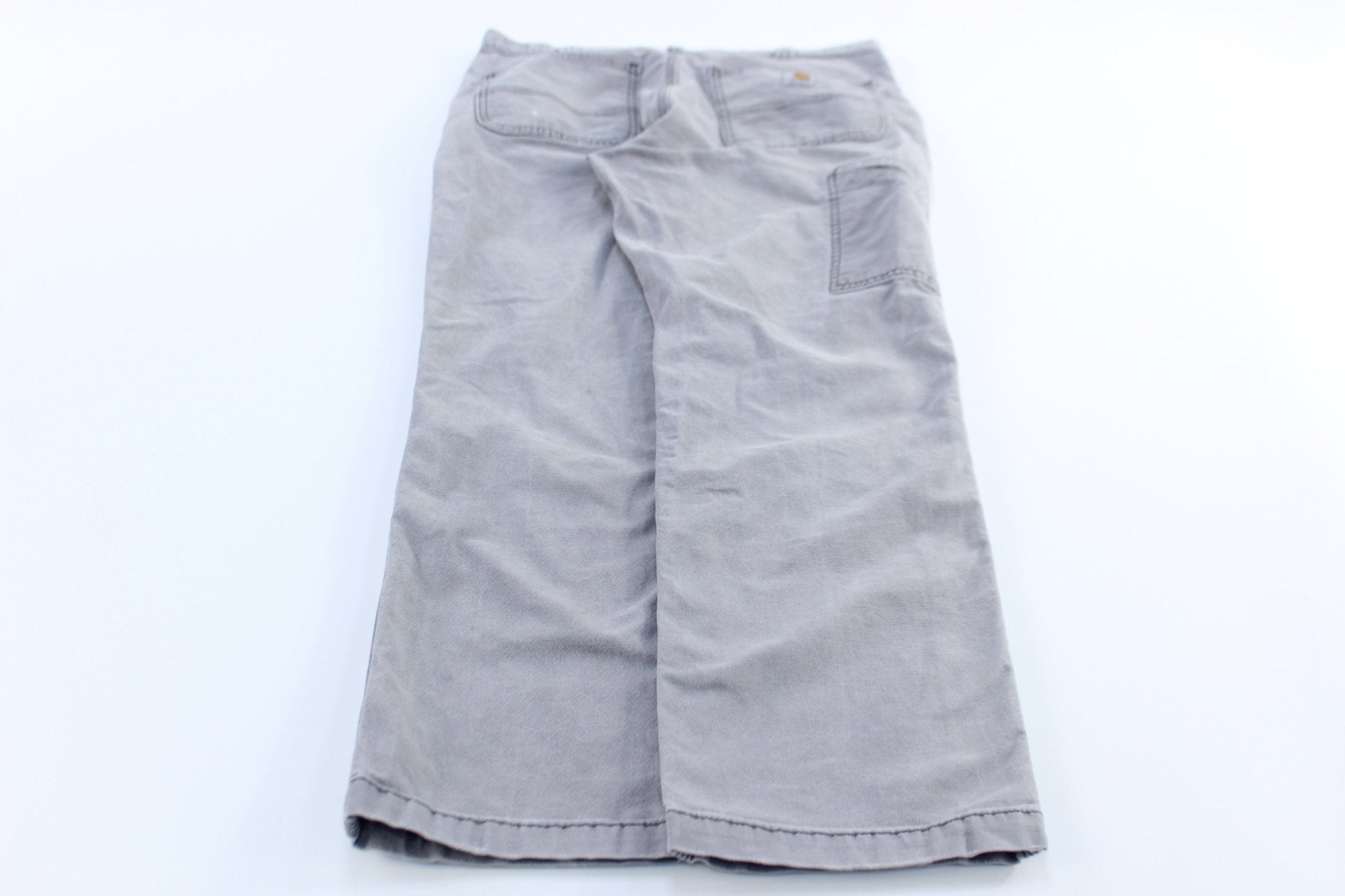 Carhartt Logo Patch Grey Relaxed Fit Pants - ThriftedThreads.com