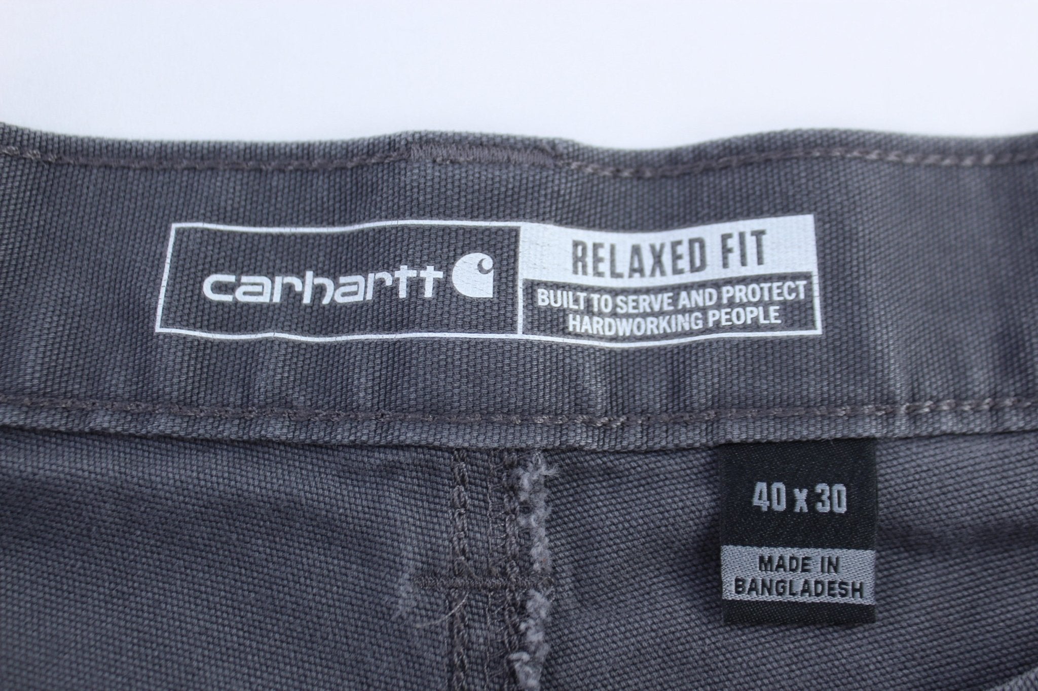 Carhartt Logo Patch Grey Relaxed Fit Pants - ThriftedThreads.com