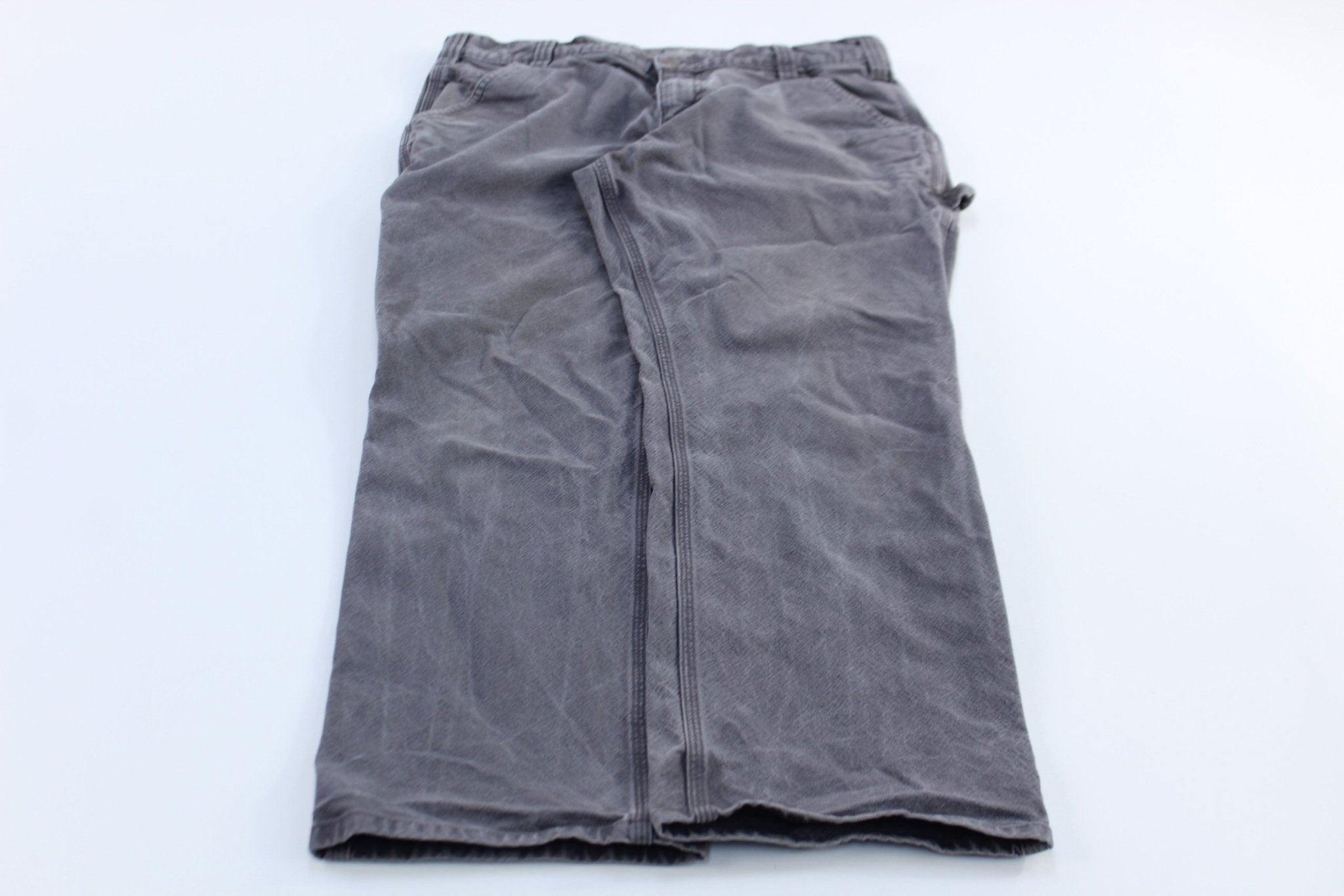 Carhartt Logo Patch Grey Relaxed Fit Pants - ThriftedThreads.com