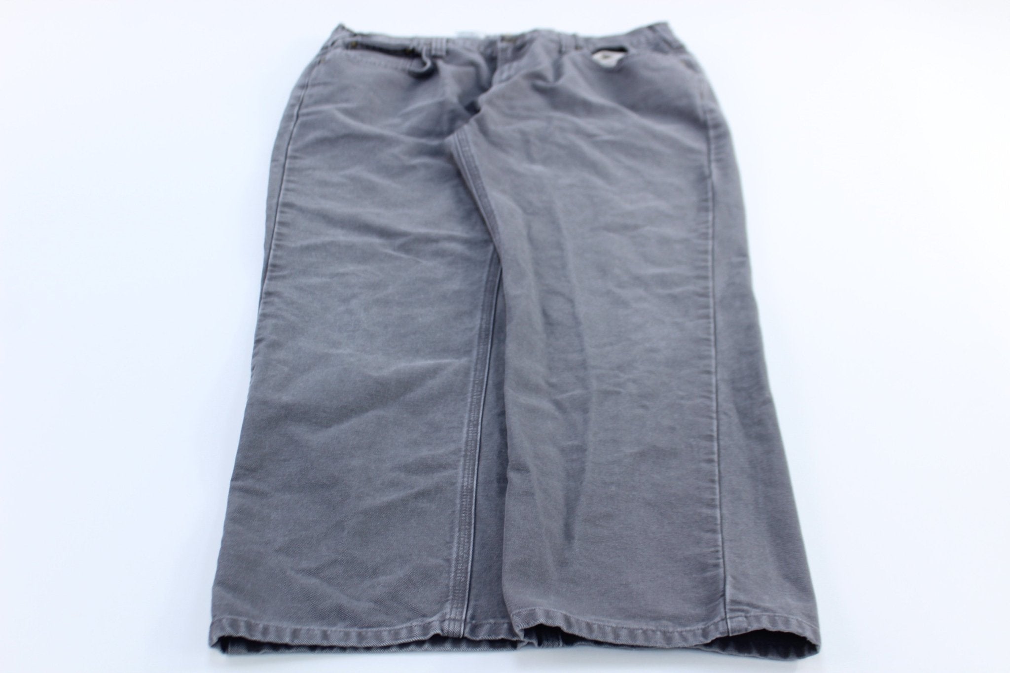 Carhartt Logo Patch Grey Relaxed Fit Pants - ThriftedThreads.com