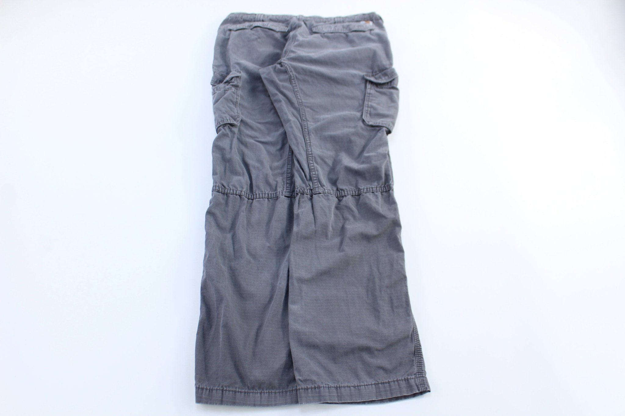 Carhartt Logo Patch Grey Relaxed Fit Pants - ThriftedThreads.com