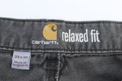 Carhartt Logo Patch Grey Relaxed Fit Pants - ThriftedThreads.com