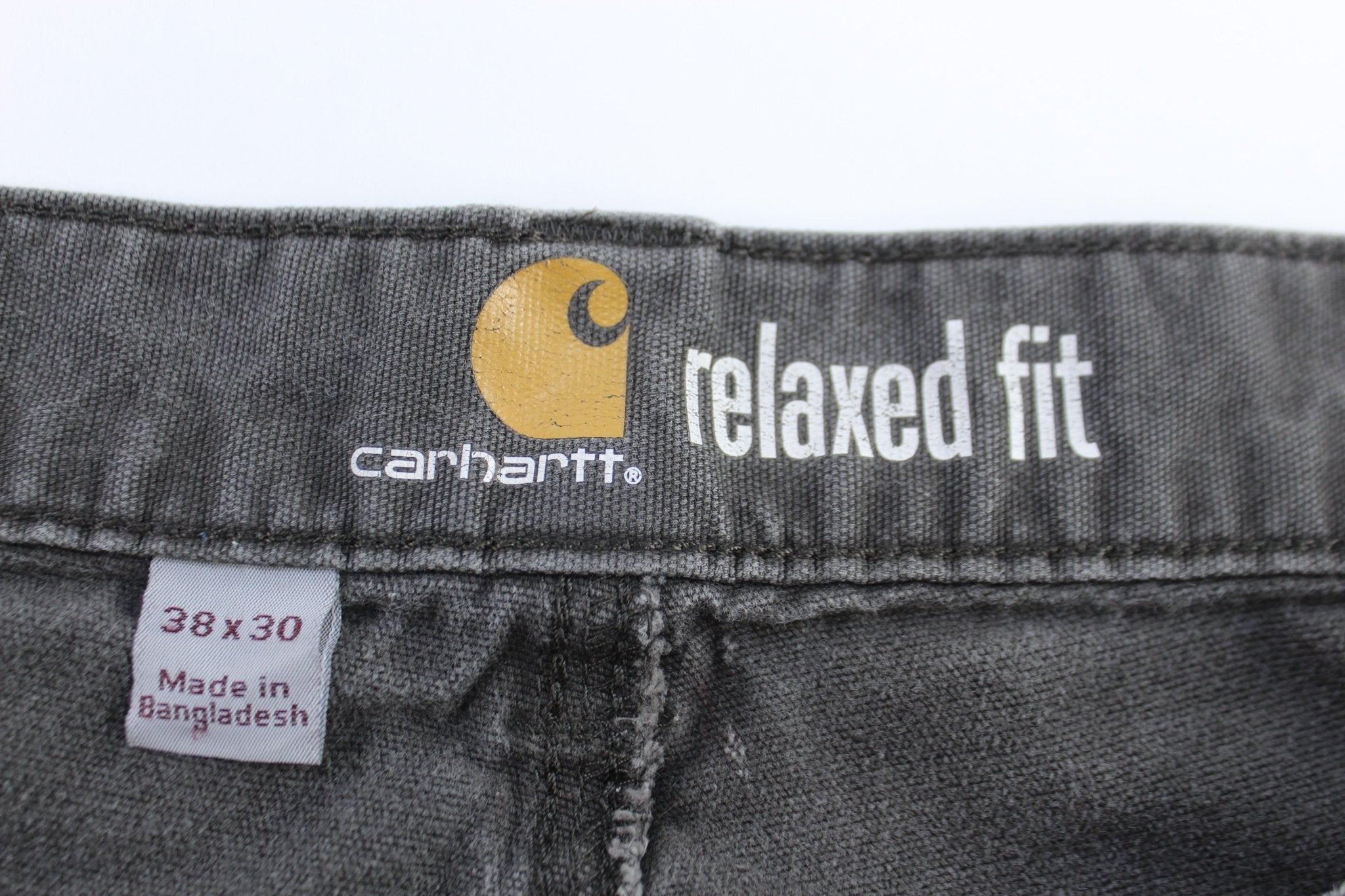 Carhartt Logo Patch Grey Relaxed Fit Pants - ThriftedThreads.com