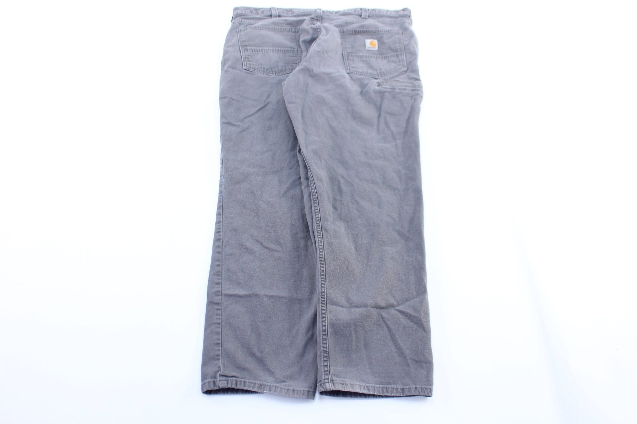 Carhartt Logo Patch Grey Relaxed Fit Pants - ThriftedThreads.com