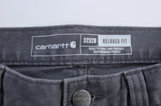 Carhartt Logo Patch Grey Relaxed Fit Pants - ThriftedThreads.com