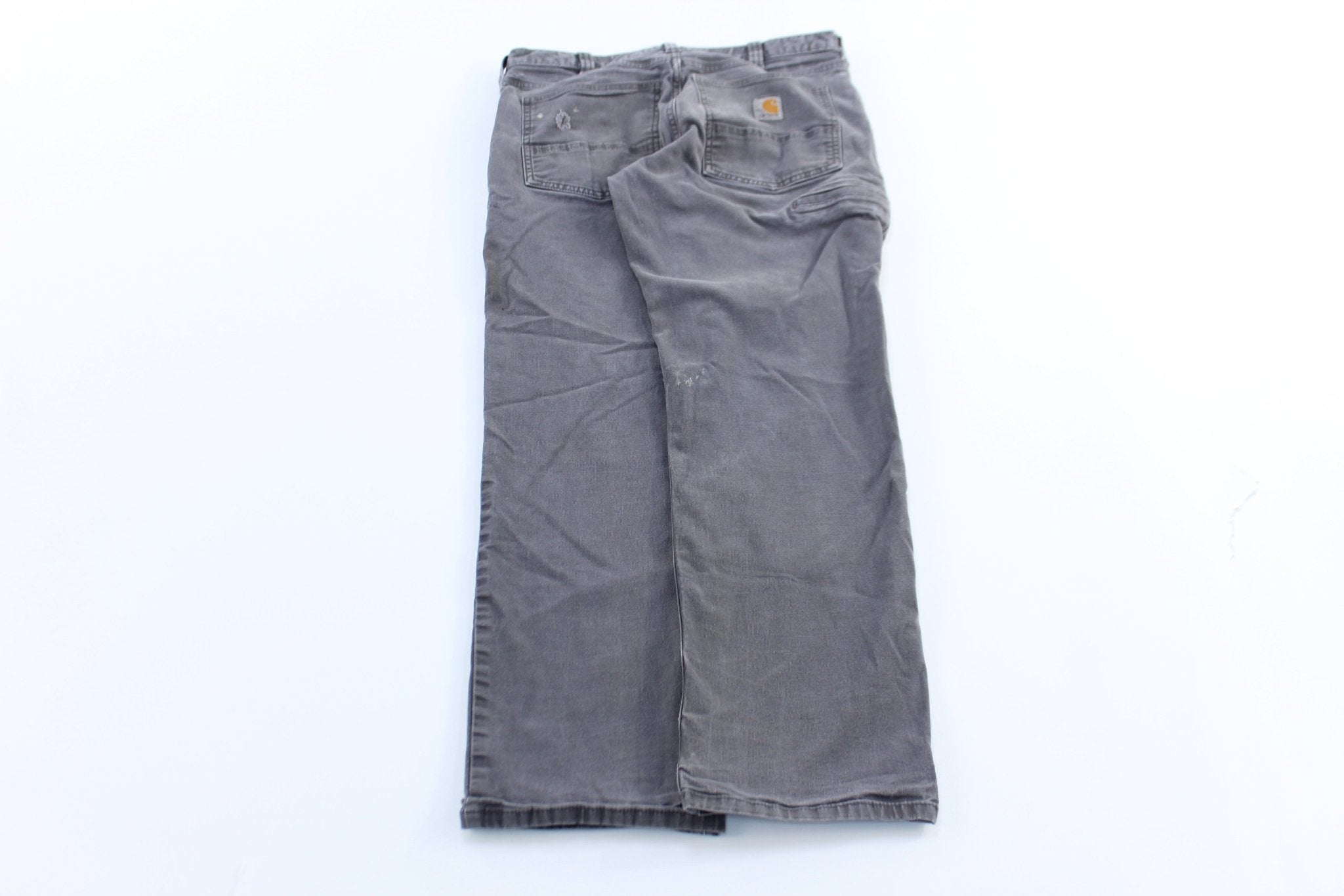 Carhartt Logo Patch Grey Relaxed Fit Pants - ThriftedThreads.com