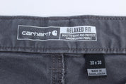 Carhartt Logo Patch Grey Relaxed Fit Pants - ThriftedThreads.com