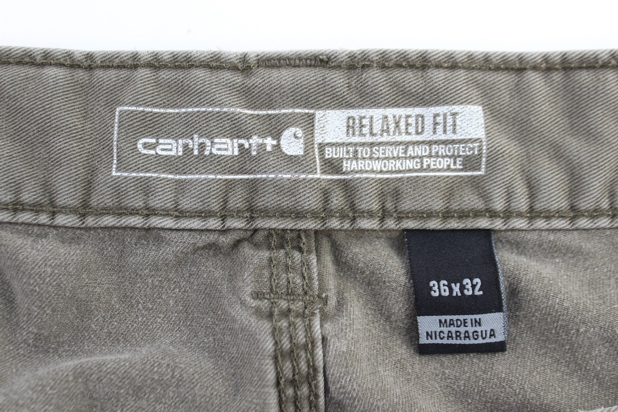 Carhartt Logo Patch Grey Relaxed Fit Pants - ThriftedThreads.com