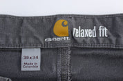 Carhartt Logo Patch Grey Relaxed Fit Pants - Pants - Thrifted Threads