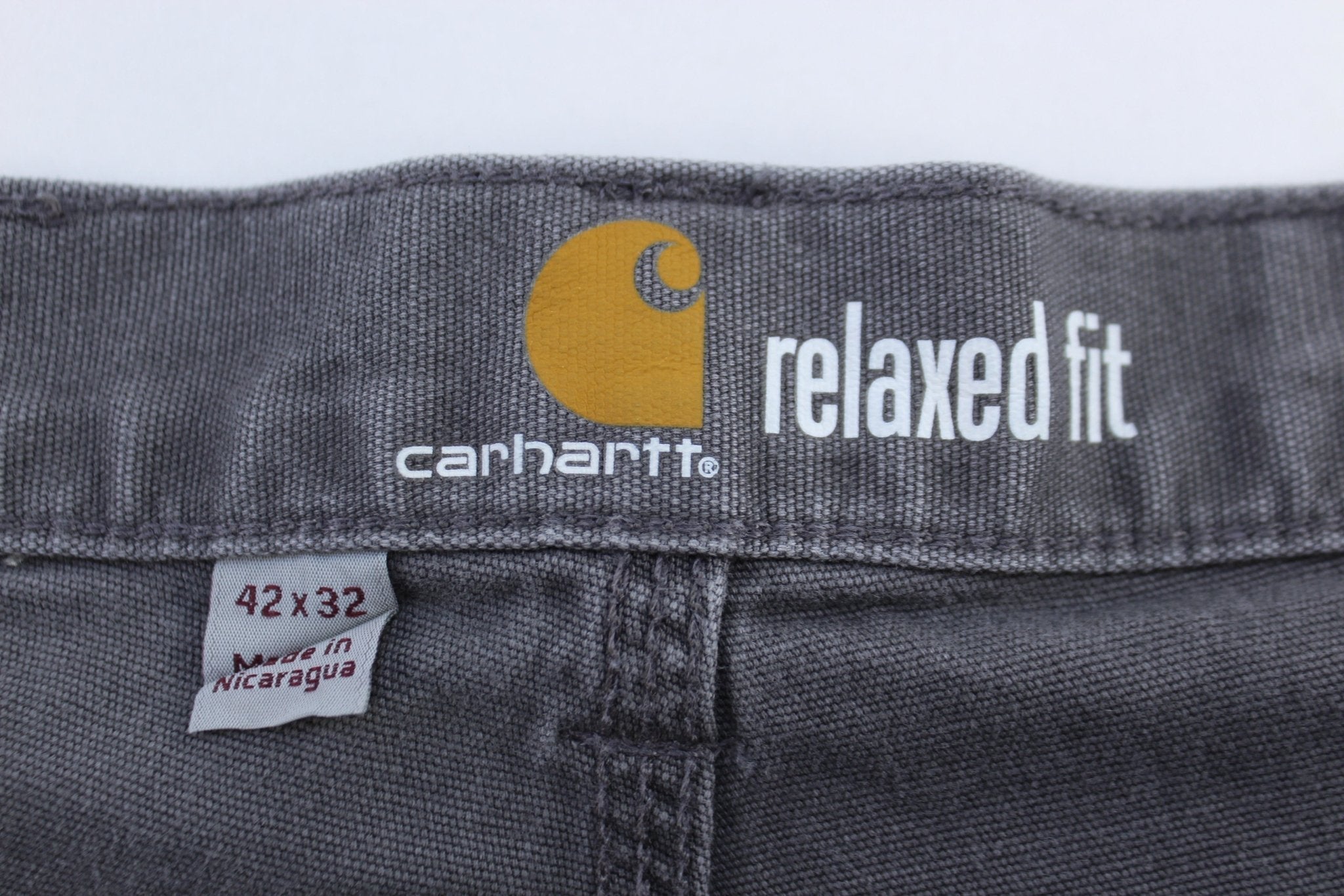 Carhartt Logo Patch Grey Relaxed Fit Pants - Pants - Thrifted Threads