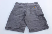 Carhartt Logo Patch Grey Relaxed Fit Shorts - ThriftedThreads.com