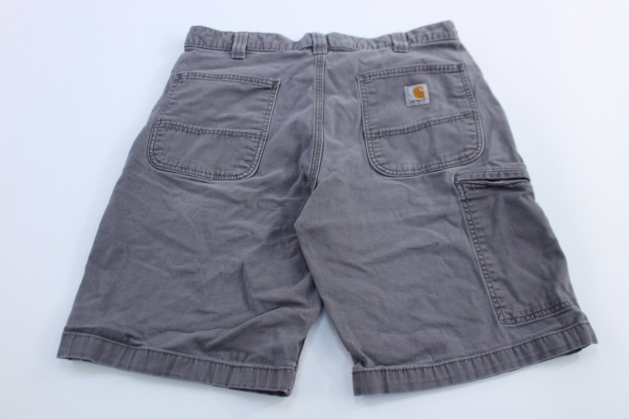Carhartt Logo Patch Grey Relaxed Fit Shorts - ThriftedThreads.com