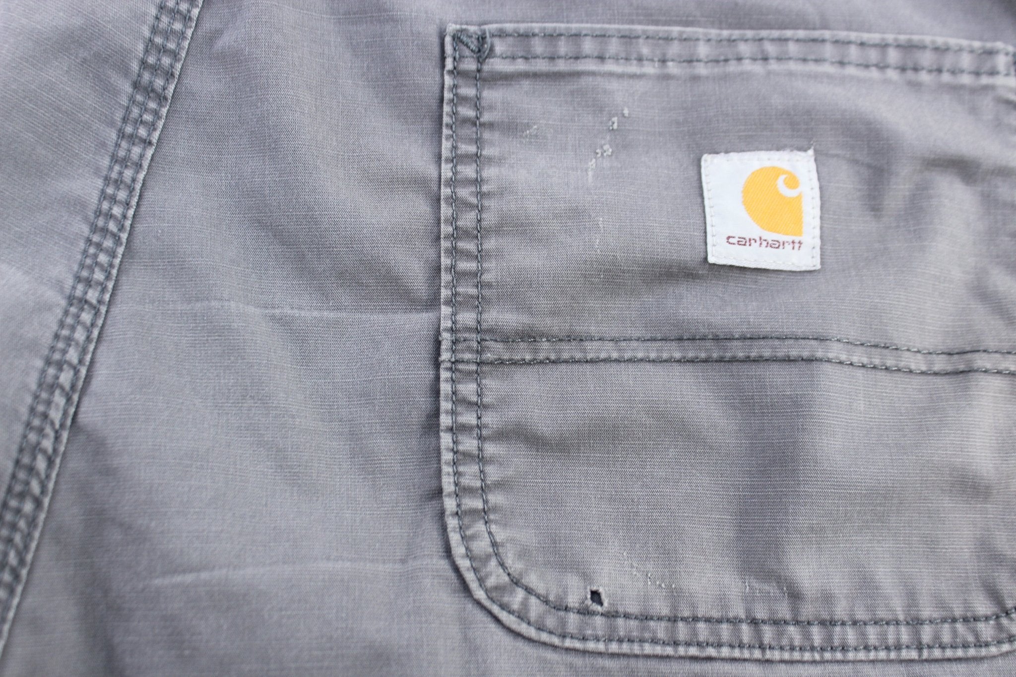 Carhartt Logo Patch Grey Relaxed Fit Shorts - ThriftedThreads.com