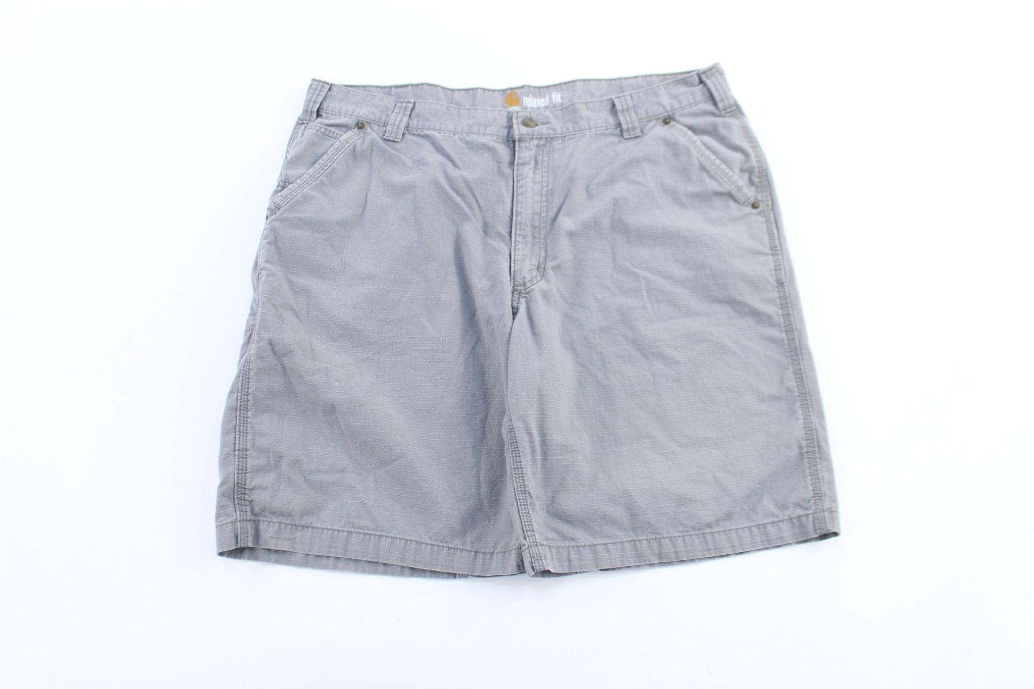 Carhartt Logo Patch Grey Relaxed Fit Shorts - ThriftedThreads.com