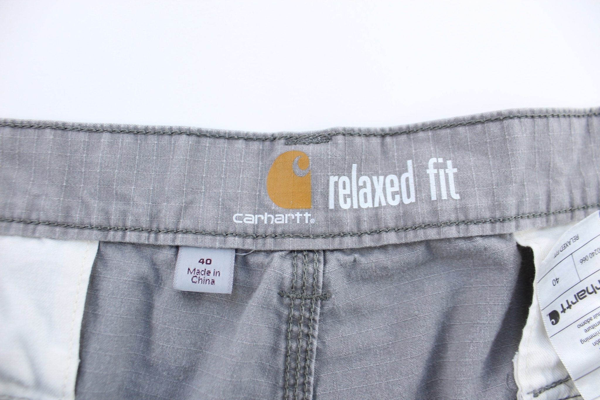 Carhartt Logo Patch Grey Relaxed Fit Shorts - ThriftedThreads.com