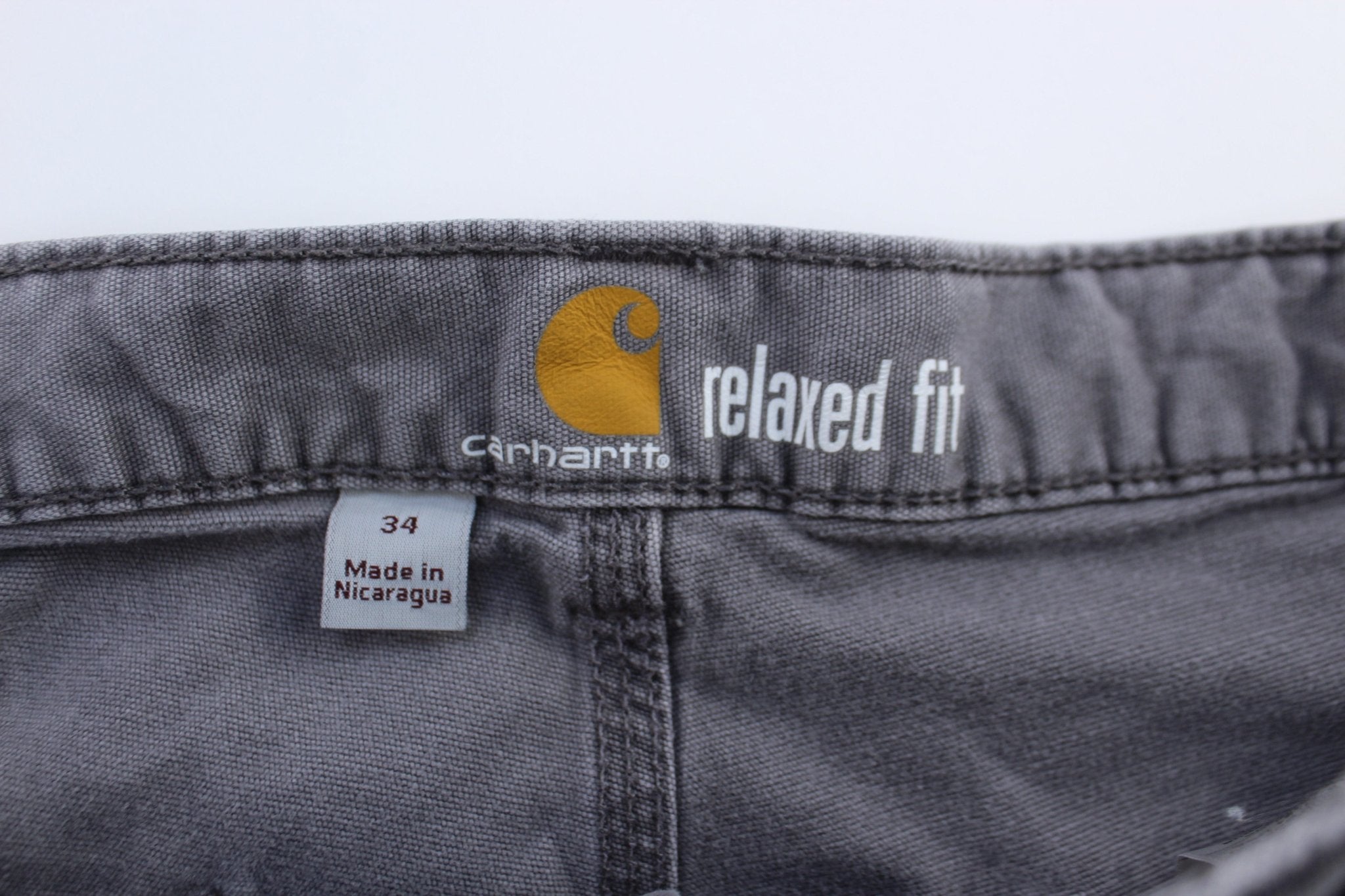 Carhartt Logo Patch Grey Relaxed Fit Shorts - ThriftedThreads.com