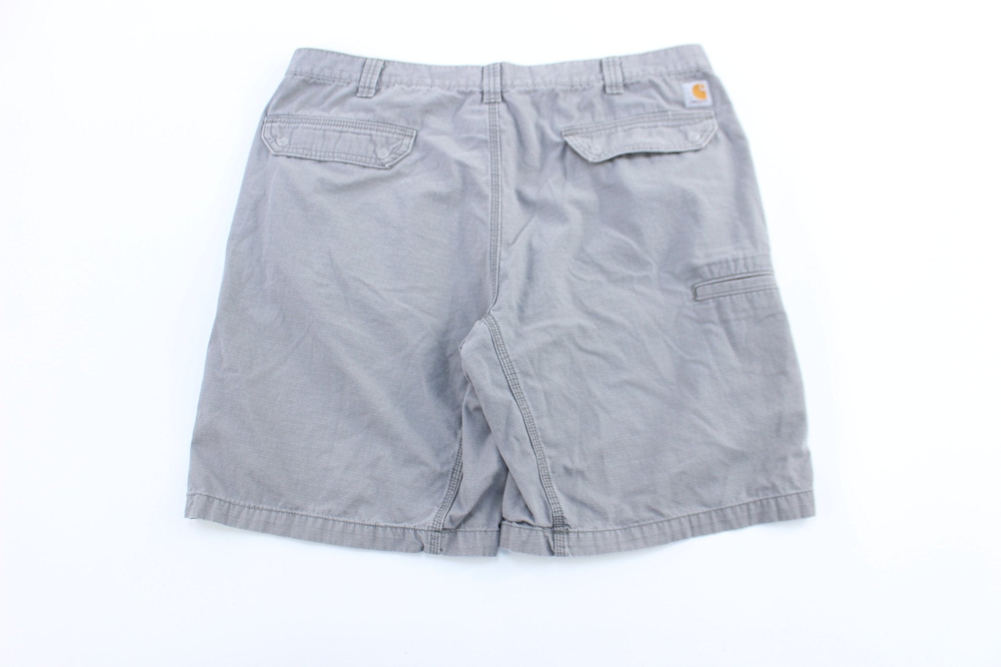 Carhartt Logo Patch Grey Relaxed Fit Shorts - ThriftedThreads.com
