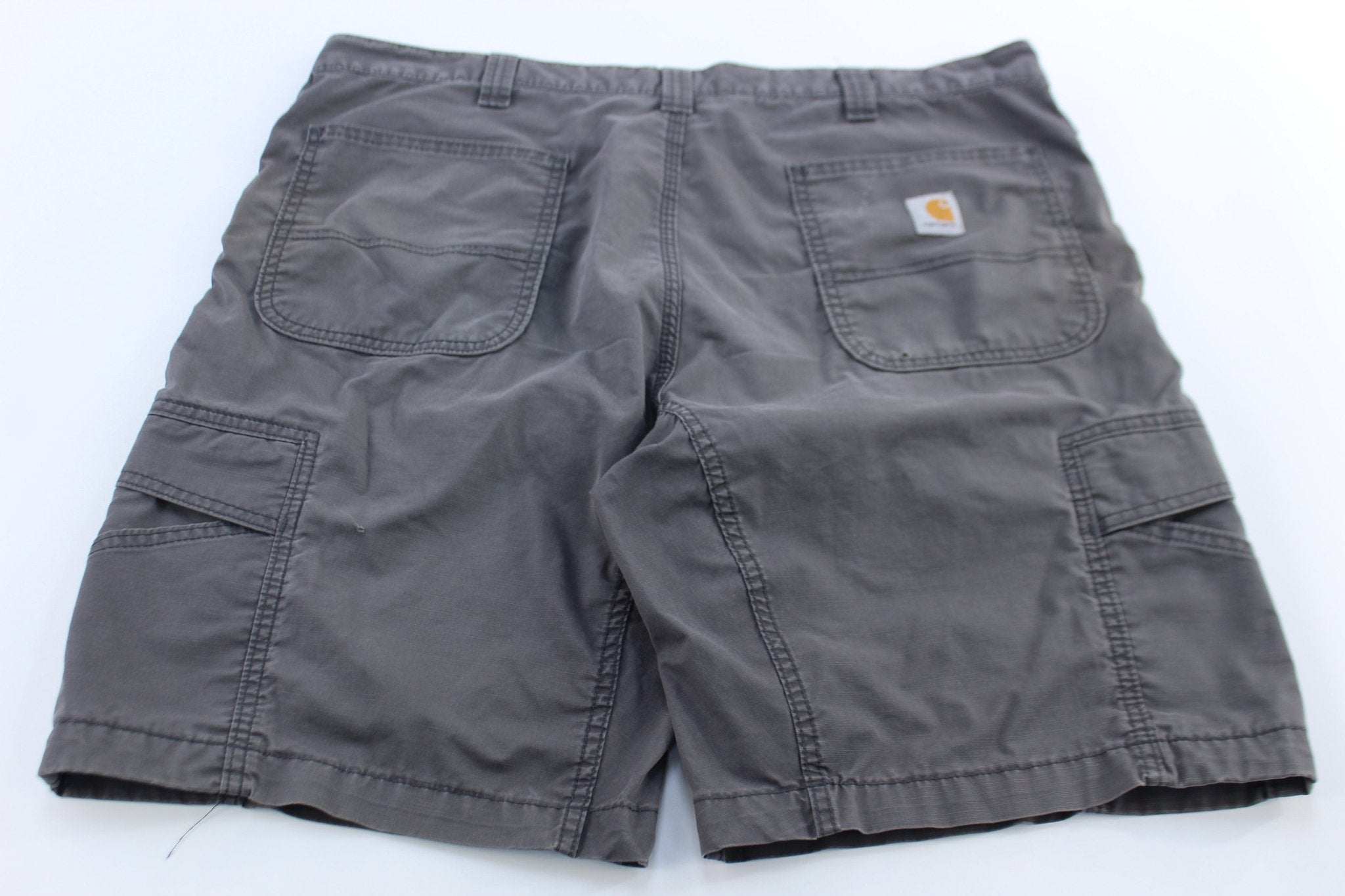 Carhartt Logo Patch Grey Relaxed Fit Shorts - ThriftedThreads.com