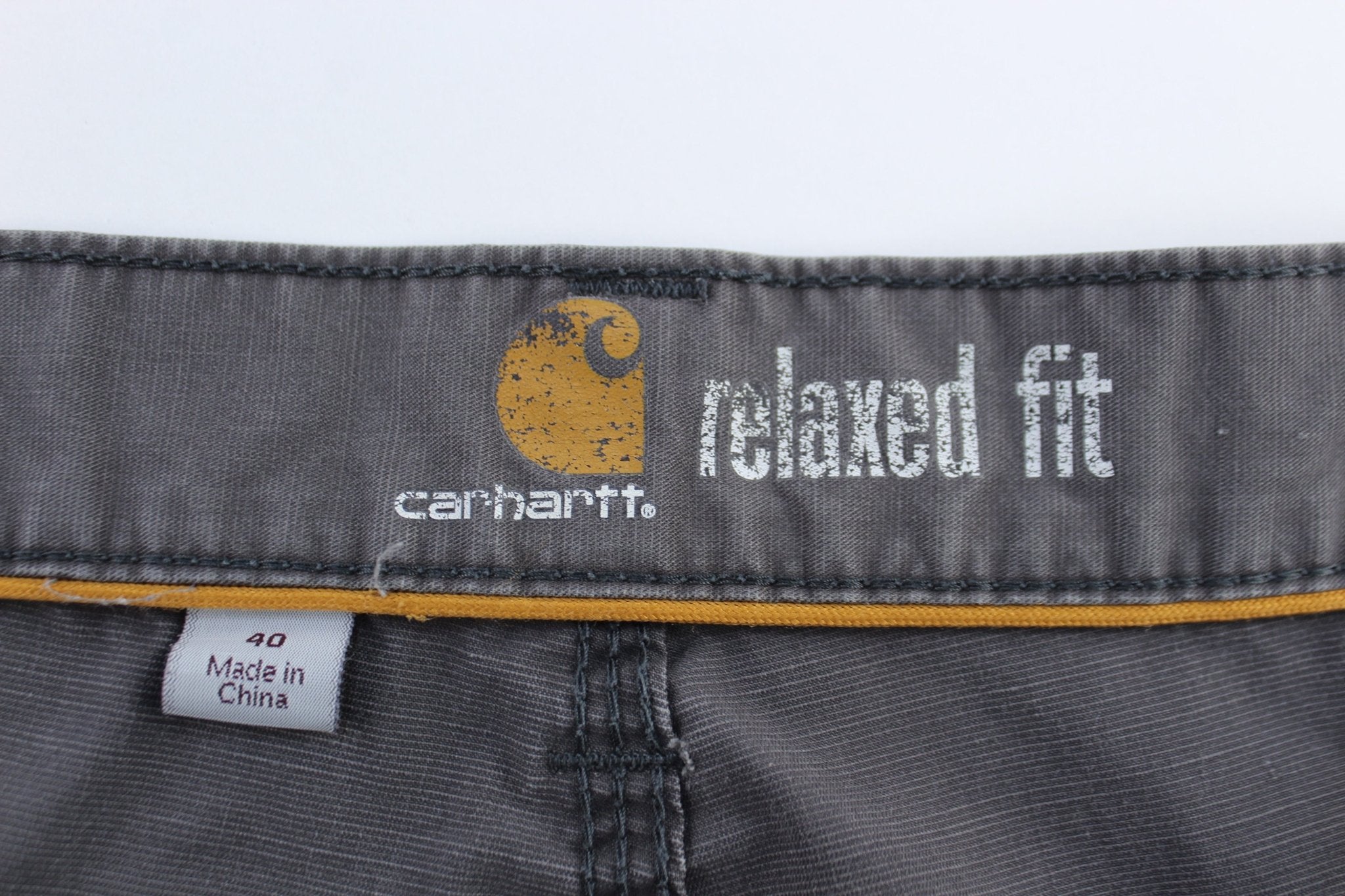 Carhartt Logo Patch Grey Relaxed Fit Shorts - ThriftedThreads.com