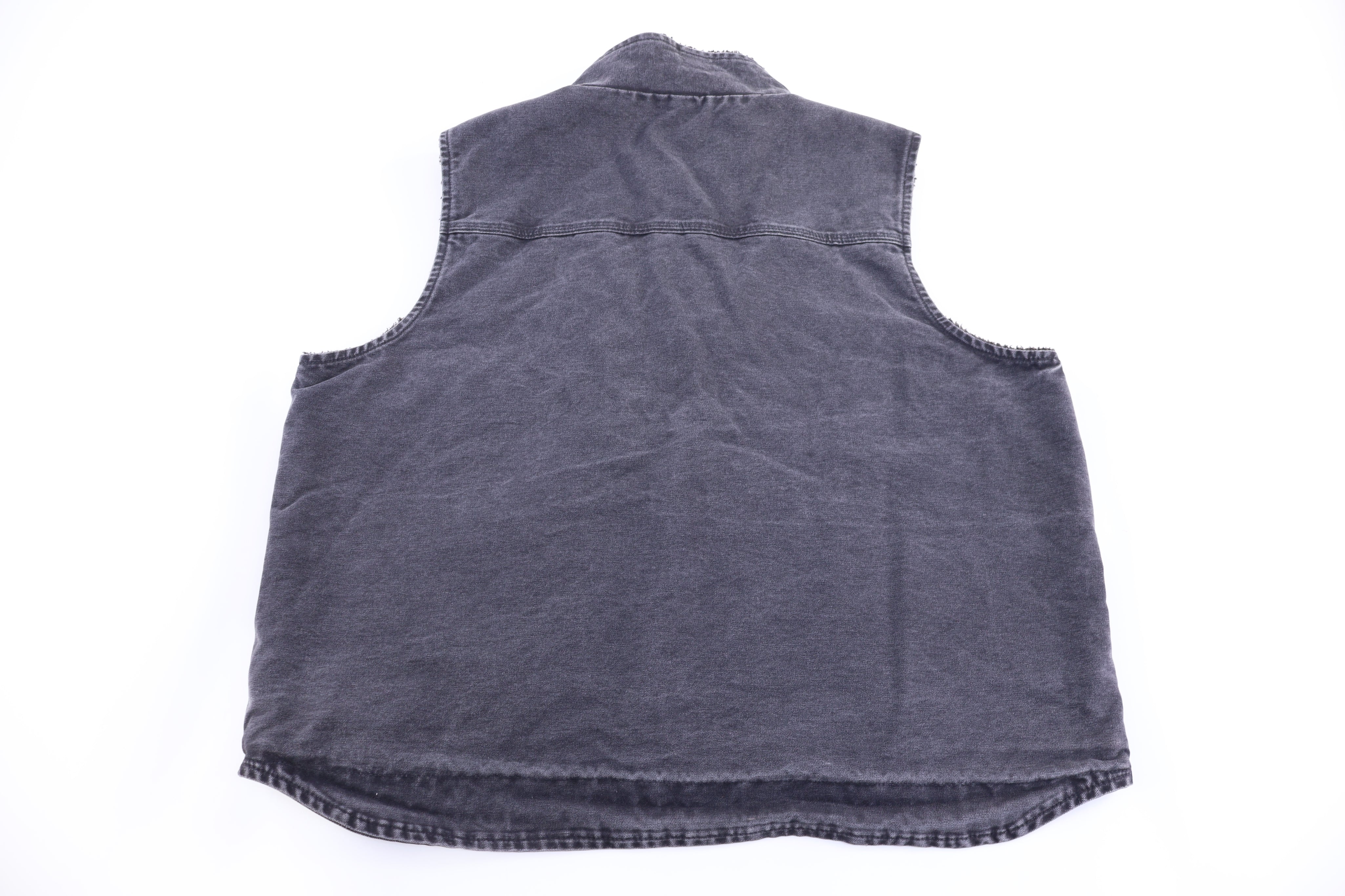 Carhartt Logo Patch Grey Sherpa Lined Full Zip Vest - Vest - Thrifted Threads