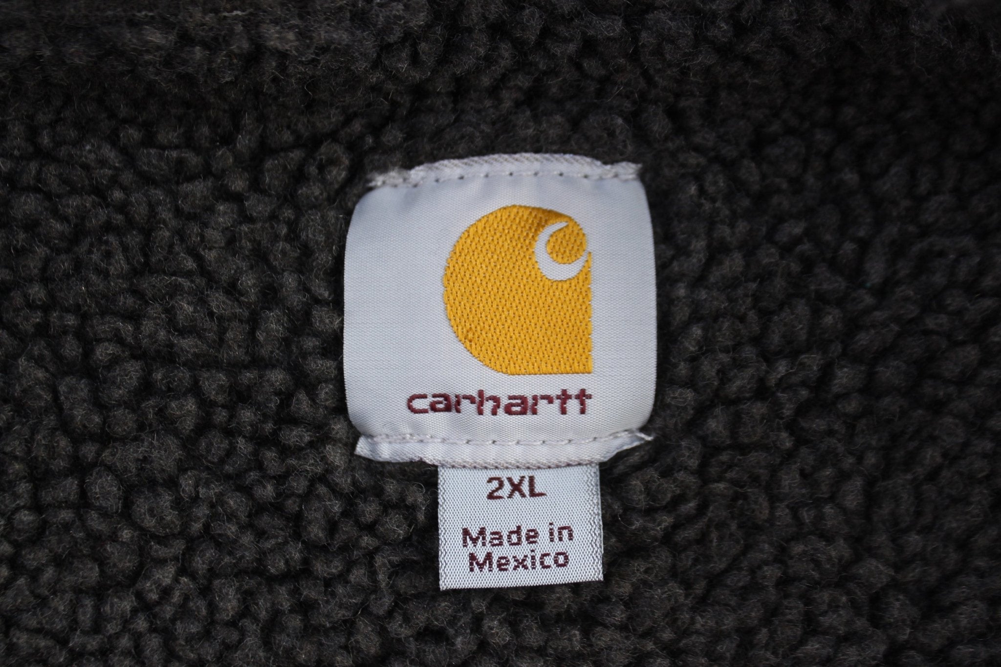 Carhartt Logo Patch Grey Sherpa Lined Full Zip Vest - Vest - Thrifted Threads