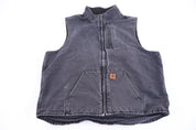 Carhartt Logo Patch Grey Sherpa Lined Full Zip Vest - Vest - Thrifted Threads