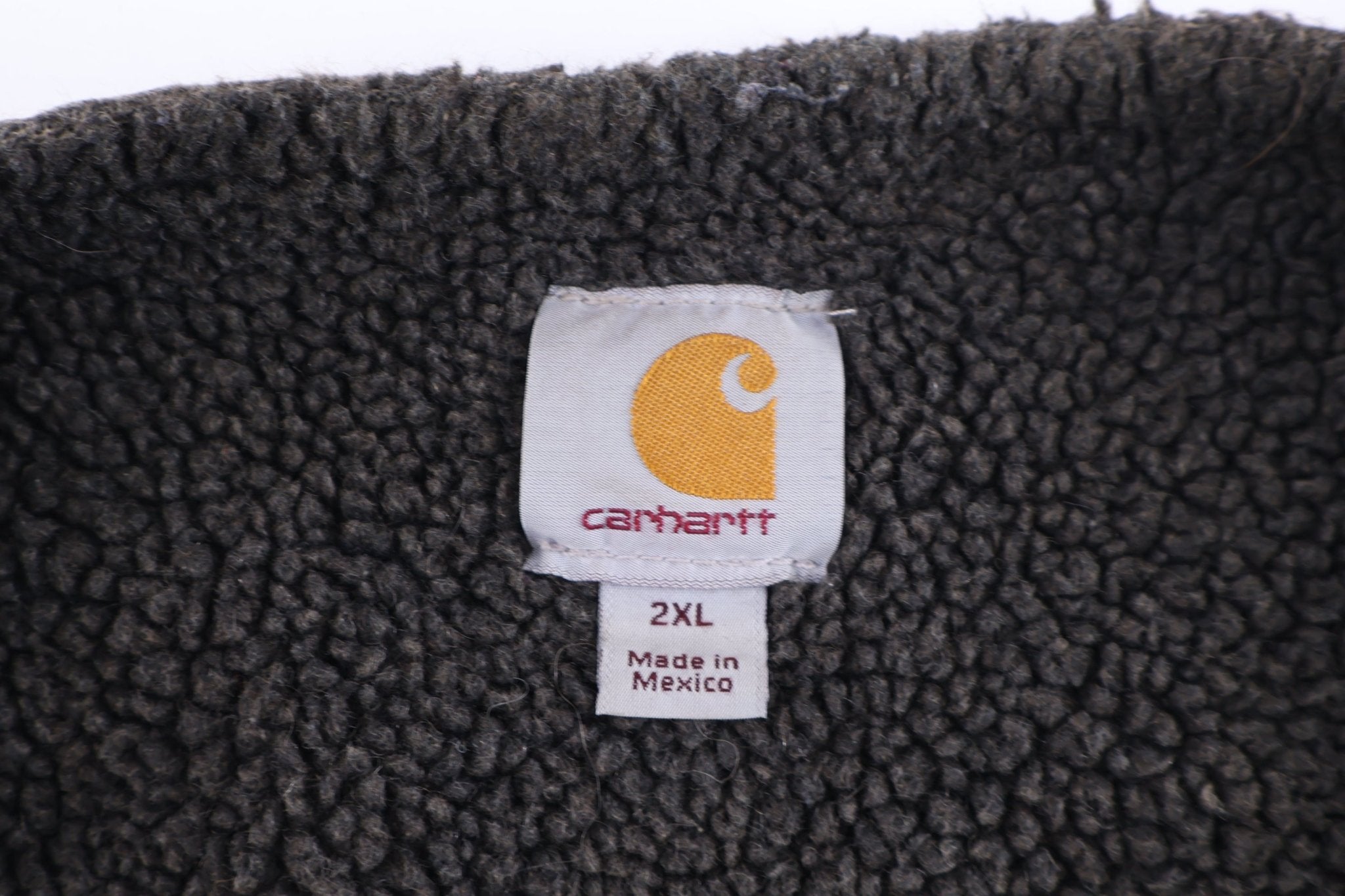 Carhartt Logo Patch Grey Sherpa Lined Full Zip Vest - Vest - Thrifted Threads