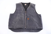 Carhartt Logo Patch Grey Sherpa Lined Full Zip Vest - Vest - Thrifted Threads